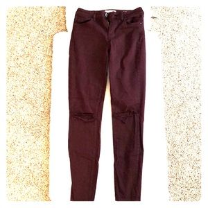 Maroon high waisted skinny jeans